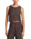 Leset Stella Crop Sleeveless Top In Brown