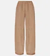 Leset Stella Sequined Linen-blend Wide-leg Pants In Neutral