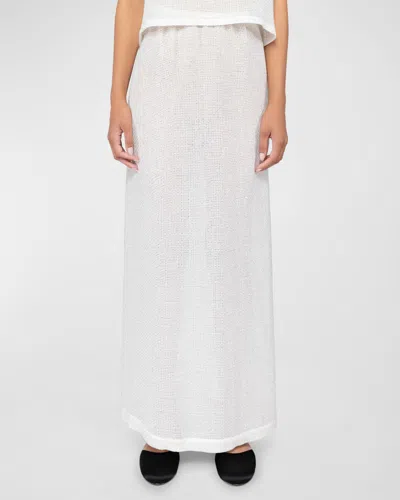 Leset Stella Sequined Semi-sheer Knit Maxi Skirt In White