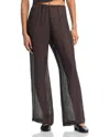Leset Stella Wide Leg Pants In Brown