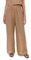 Leset Stella Sequined Linen-blend Wide-leg Pants In Brown