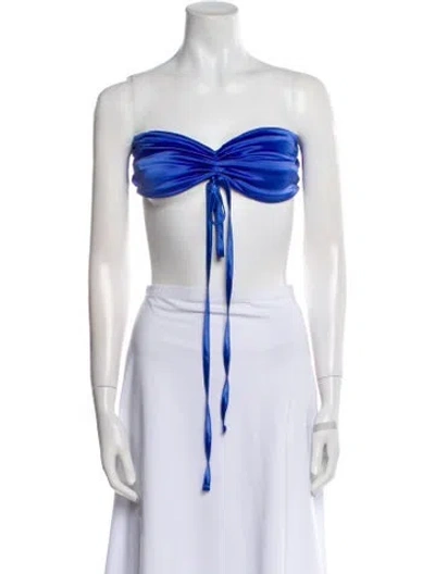 Pre-owned Leset Strapless Crop Top In Blue