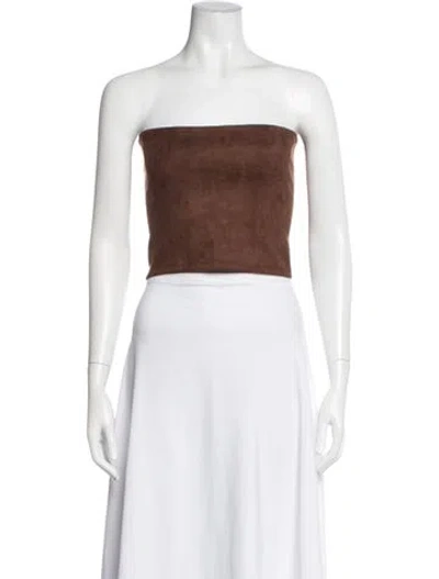 Pre-owned Leset Strapless Crop Top W/ Tags In Brown