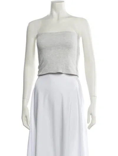 Pre-owned Leset Strapless Crop Top In White