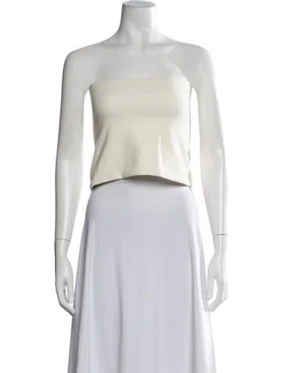 Pre-owned Leset Strapless Crop Top In White