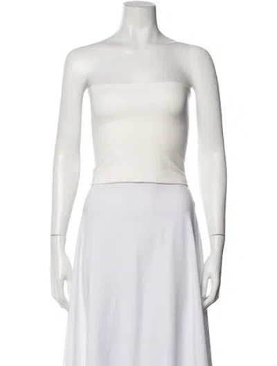 Pre-owned Leset Strapless Crop Top In White