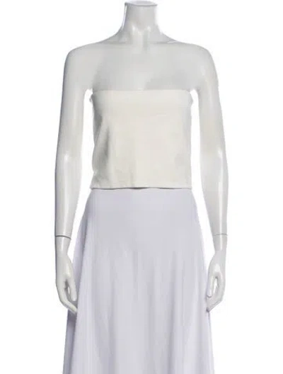 Pre-owned Leset Strapless Crop Top In White