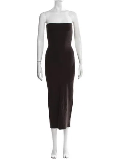 Pre-owned Leset Strapless Midi Length Dress In Brown