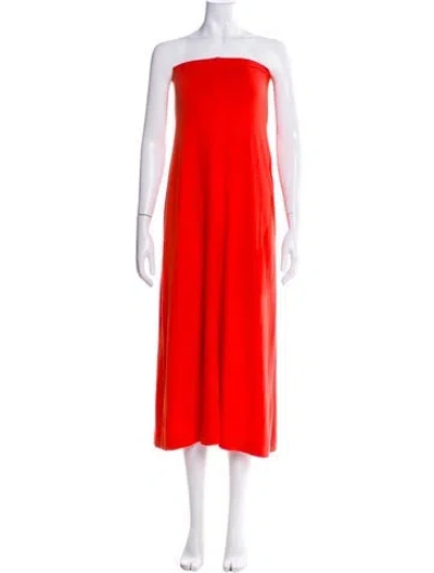 Pre-owned Leset Strapless Midi Length Dress In Orange