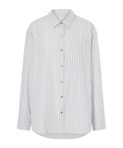 Leset Yoshi Striped Cotton-blend Shirt In Blue
