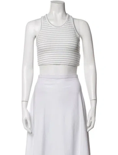 Pre-owned Leset Striped Crew Neck Crop Top In Blue/white