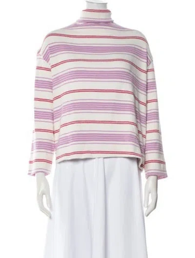 Pre-owned Leset Striped Crew Neck Sweater In White