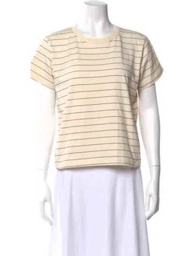 Pre-owned Leset Striped Crew Neck T-shirt In Neutral