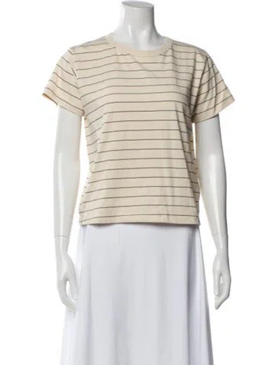 Pre-owned Leset Striped Crew Neck T-shirt In Neutral
