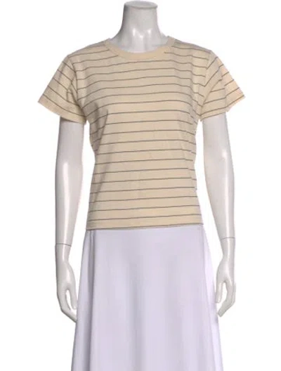 Pre-owned Leset Striped Crew Neck T-shirt In Neutral