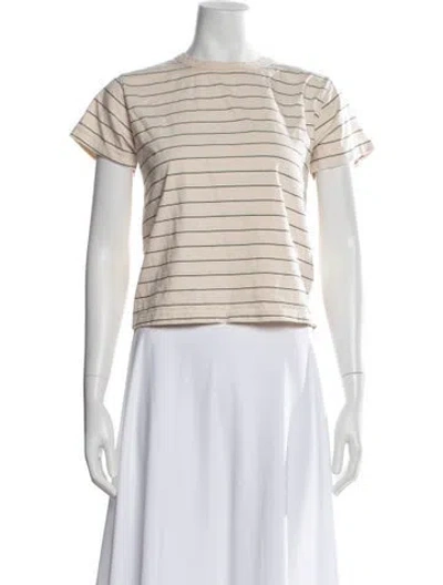 Pre-owned Leset Striped Crew Neck T-shirt In Neutral