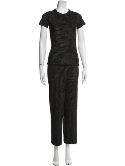 Pre-owned Leset Striped Glitter Accents Pant Set In Black