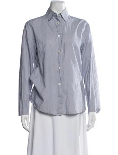 Pre-owned Leset Striped Long Sleeve Button-up Top In Blue/white