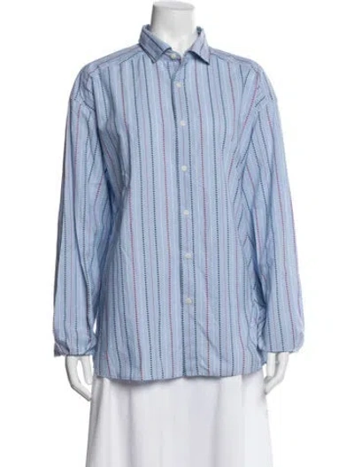 Pre-owned Leset Striped Long Sleeve Button-up Top In Multi