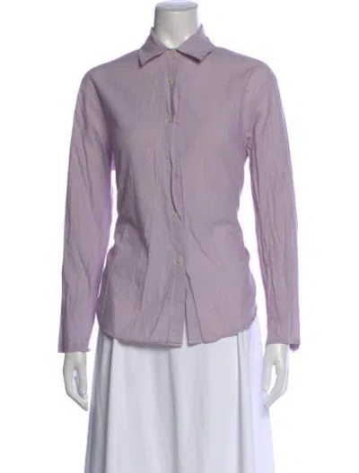 Pre-owned Leset Striped Long Sleeve Button-up Top In Purple
