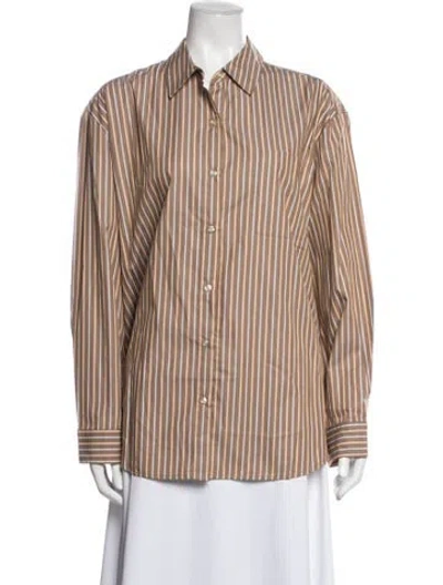 Pre-owned Leset Striped Long Sleeve Button-up Top W/ Tags In Multicolor