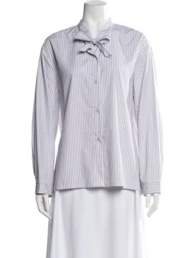 Pre-owned Leset Striped Long Sleeve Top W/ Tags In White