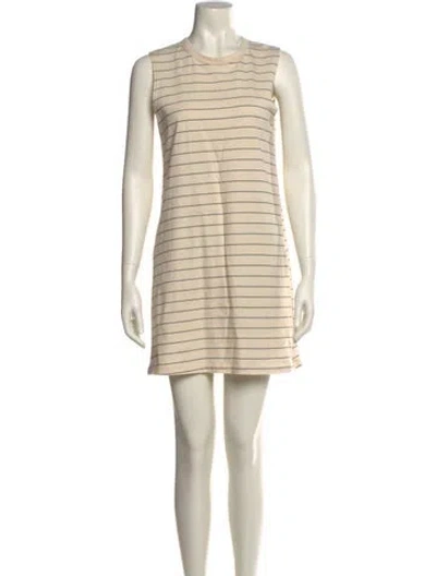 Pre-owned Leset Striped Mini Dress In Neutral