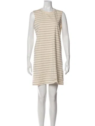 Pre-owned Leset Striped Mini Dress W/ Tags In Neutral