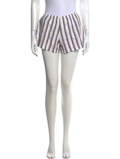 Pre-owned Leset Striped Mini Shorts In White