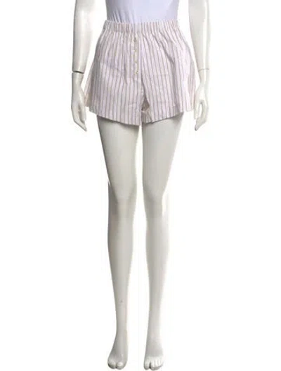 Pre-owned Leset Striped Mini Shorts In White