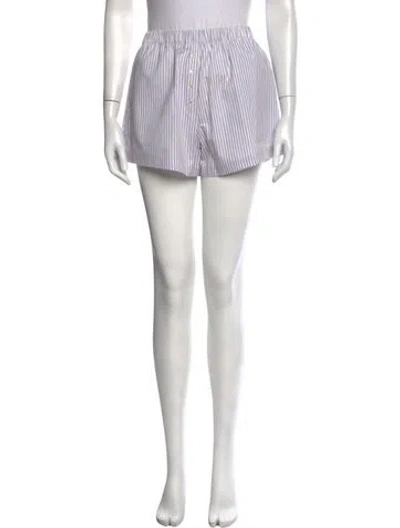 Pre-owned Leset Striped Mini Shorts In White