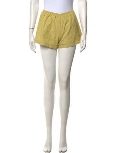 Pre-owned Leset Striped Mini Shorts In Yellow