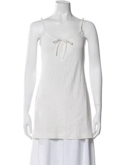 Pre-owned Leset Striped Scalloped Accent Pajamas In White