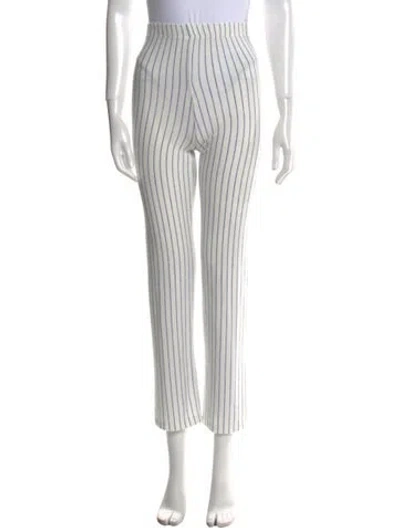 Pre-owned Leset Striped Straight Leg Pants In White