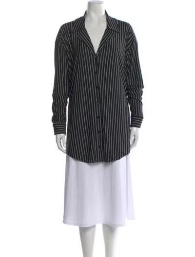 Pre-owned Leset Striped V-neck Tunic In Black