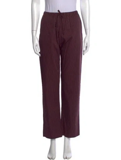 Pre-owned Leset Striped Wide Leg Pants In Burgundy