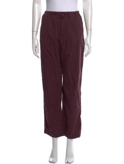 Pre-owned Leset Striped Wide Leg Pants In Burgundy