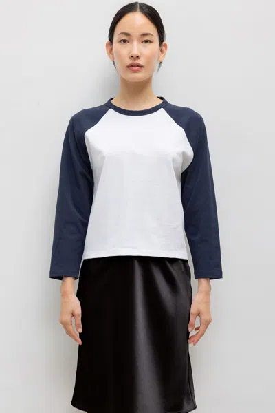 Leset The Margo Long Sleeve Baseball Tee In Blue