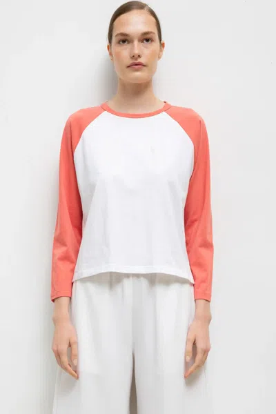 Leset The Margo Long Sleeve Baseball Tee In White