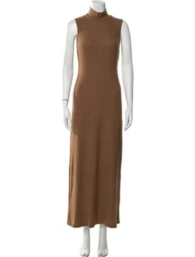 Pre-owned Leset Turtleneck Long Dress In Brown