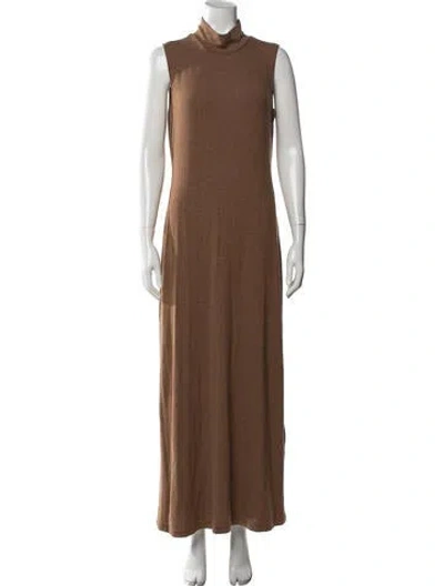 Pre-owned Leset Turtleneck Long Dress In Brown
