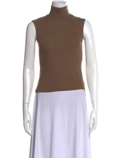 Pre-owned Leset Turtleneck Sleeveless Top In Brown