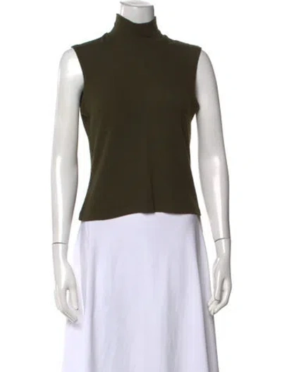 Pre-owned Leset Turtleneck Sleeveless Top In Green