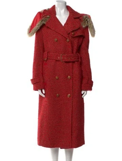 Pre-owned Leset Tweed Pattern Long Dress In Red