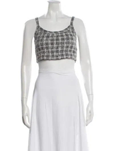 Pre-owned Leset Tweed Pattern Scoop Neck Crop Top In Multi