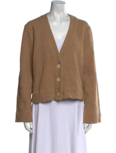 Pre-owned Leset Virgin Wool V-neck Sweater In Neutral