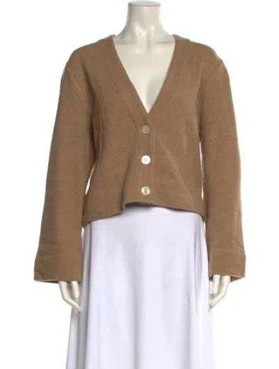 Pre-owned Leset Virgin Wool V-neck Sweater In Neutral