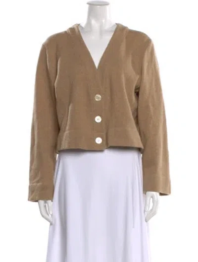 Pre-owned Leset Virgin Wool V-neck Sweater In Neutral