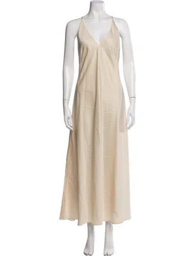 Pre-owned Leset V-neck Long Dress In Neutrals