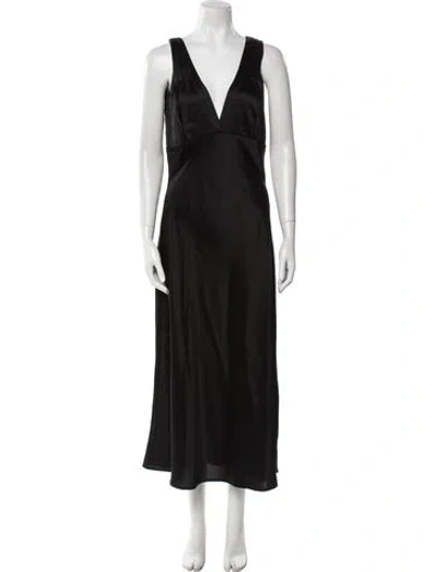 Pre-owned Leset V-neck Long Dress W/ Tags In Black